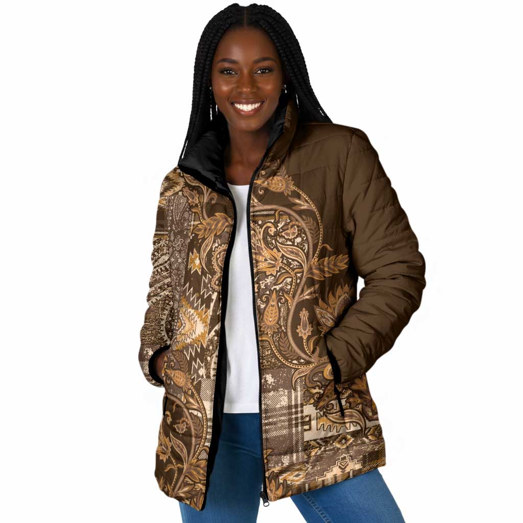 Africa Floral mix Maasai Shuka Padded Jacket Gold Moitf