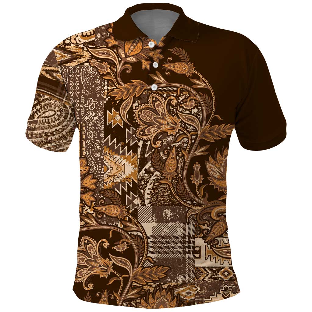 Afro Floral mix Maasai Shuka Polo Shirt Gold Moitf