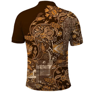 Afro Floral mix Maasai Shuka Polo Shirt Gold Moitf