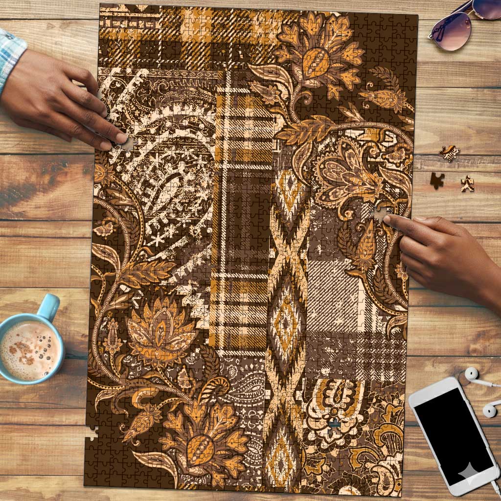 Africa Floral mix Maasai Shuka Puzzle Gold Moitf