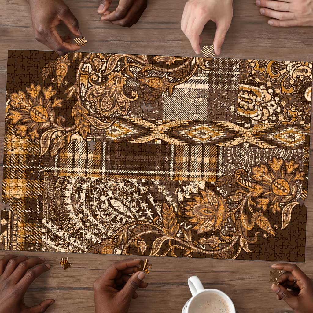 Africa Floral mix Maasai Shuka Puzzle Gold Moitf