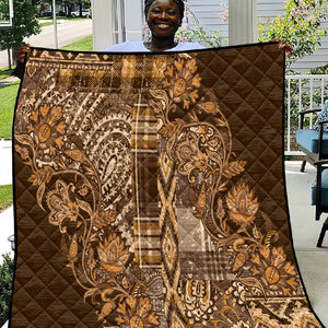 Afro Floral mix Maasai Shuka Quilt Gold Moitf