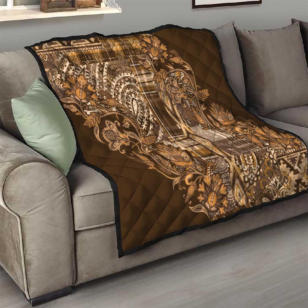 Afro Floral mix Maasai Shuka Quilt Gold Moitf