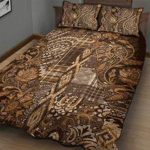 Afro Floral mix Maasai Shuka Quilt Bed Set Gold Moitf