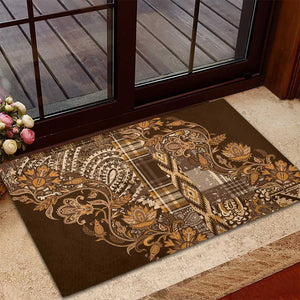 Afro Floral mix Maasai Shuka Rubber Doormat Gold Moitf