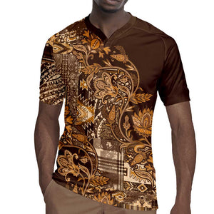 Afro Floral mix Maasai Shuka Rugby Jersey Gold Moitf