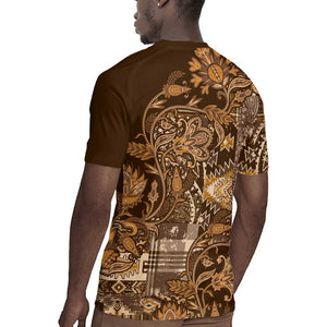 Afro Floral mix Maasai Shuka Rugby Jersey Gold Moitf