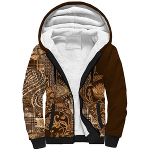 Afro Floral mix Maasai Shuka Sherpa Hoodie Gold Moitf