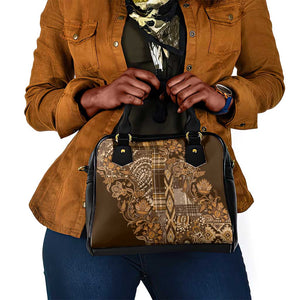 Afro Floral mix Maasai Shuka Shoulder Handbag Gold Moitf