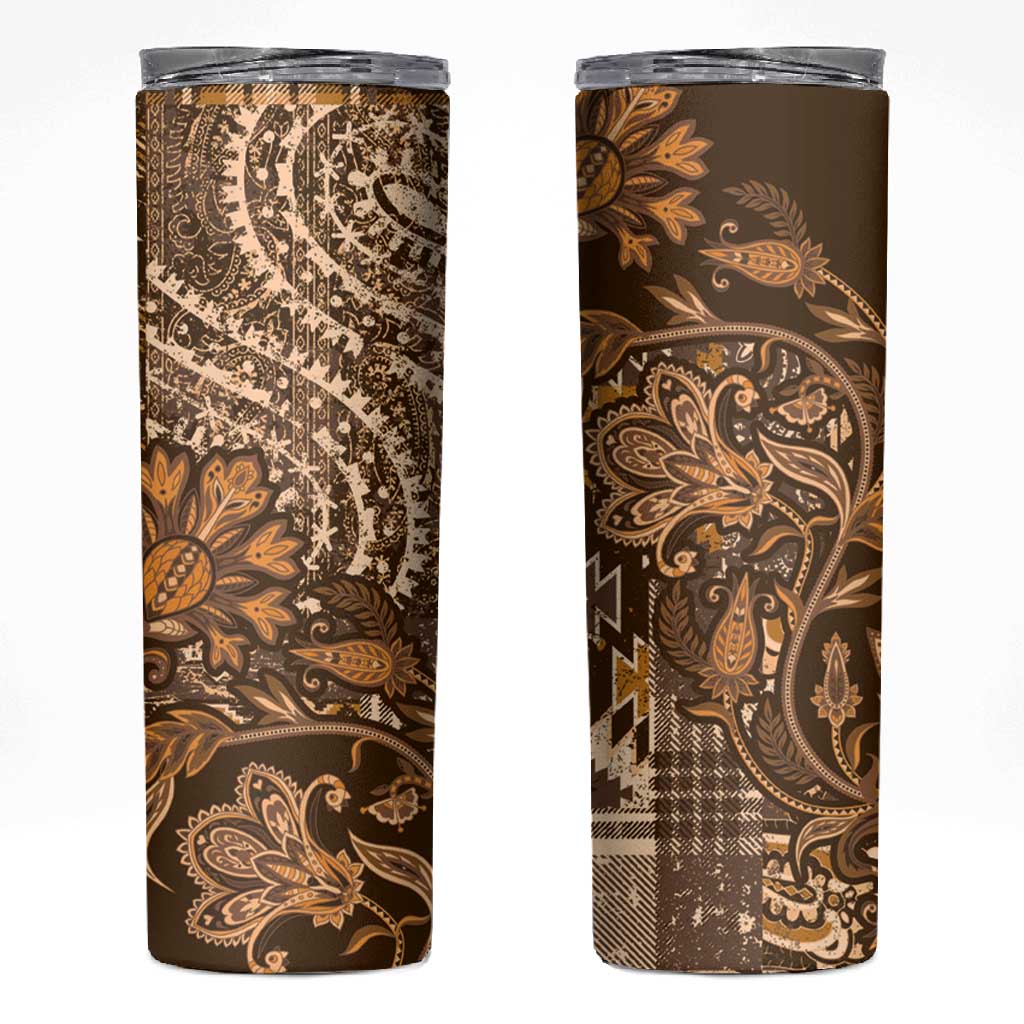 Afro Floral mix Maasai Shuka Skinny Tumbler Gold Moitf