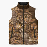 Africa Floral mix Maasai Shuka Sleeveless Puffer Jacket Gold Moitf