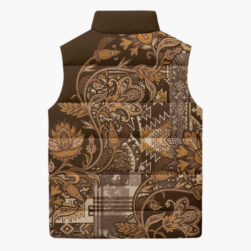 Africa Floral mix Maasai Shuka Sleeveless Puffer Jacket Gold Moitf