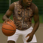 Afro Floral mix Maasai Shuka Sleeveless Zip Hoodie Gold Moitf - African Pride