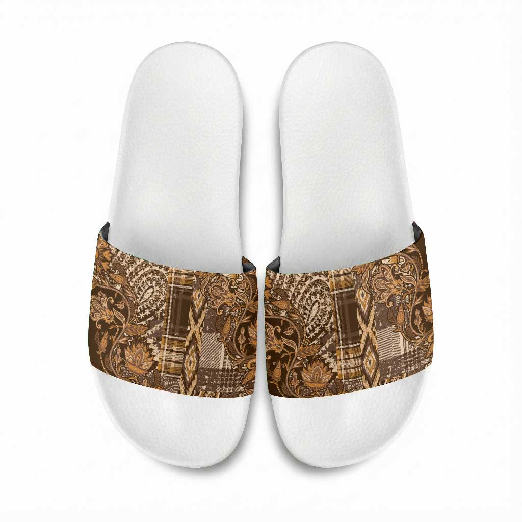 Africa Floral mix Maasai Shuka Slide Sandals Gold Moitf