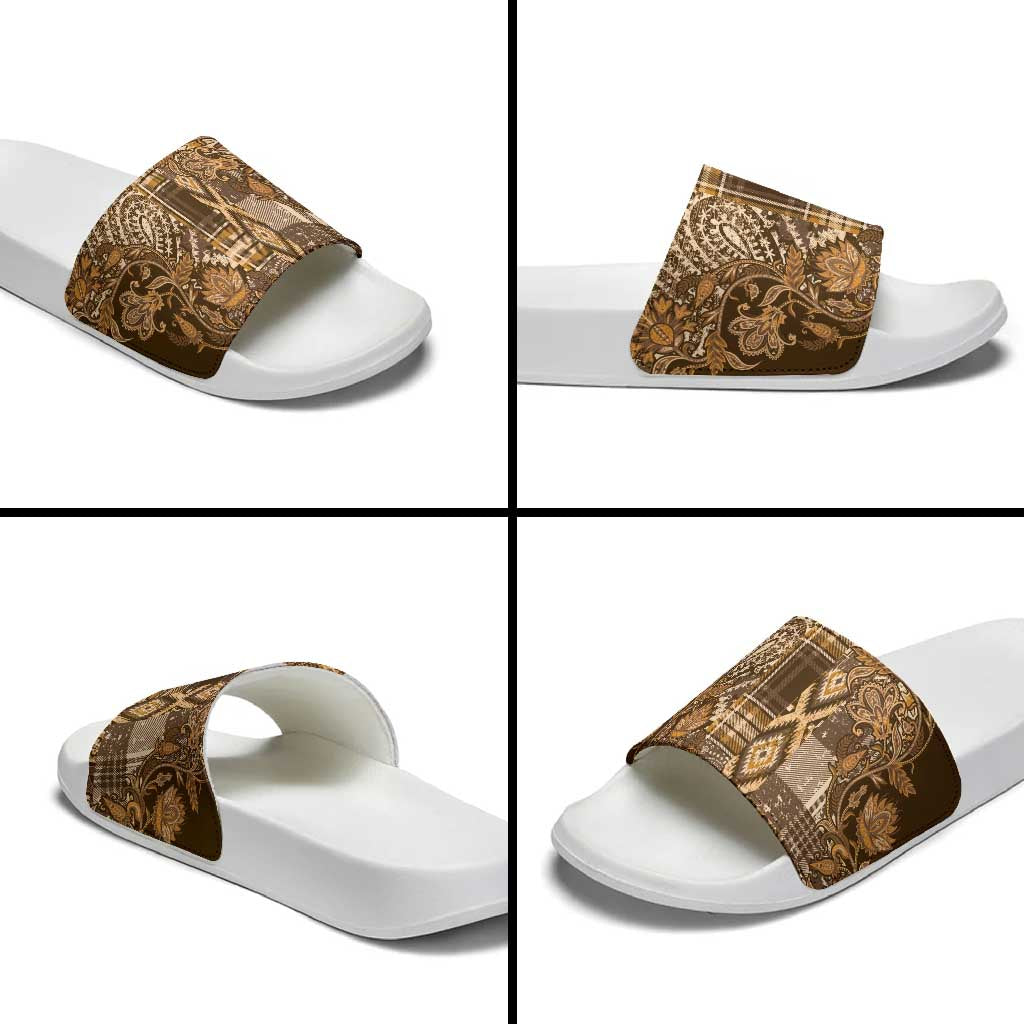 Africa Floral mix Maasai Shuka Slide Sandals Gold Moitf