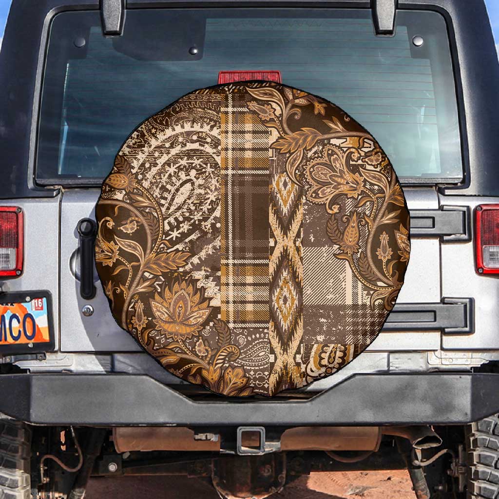 Afro Floral mix Maasai Shuka Spare Tire Cover Gold Moitf