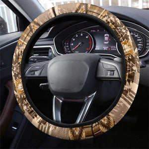 Afro Floral mix Maasai Shuka Steering Wheel Cover Gold Moitf