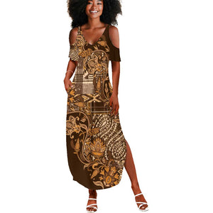 Afro Floral mix Maasai Shuka Summer Maxi Dress Gold Moitf