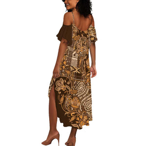 Afro Floral mix Maasai Shuka Summer Maxi Dress Gold Moitf