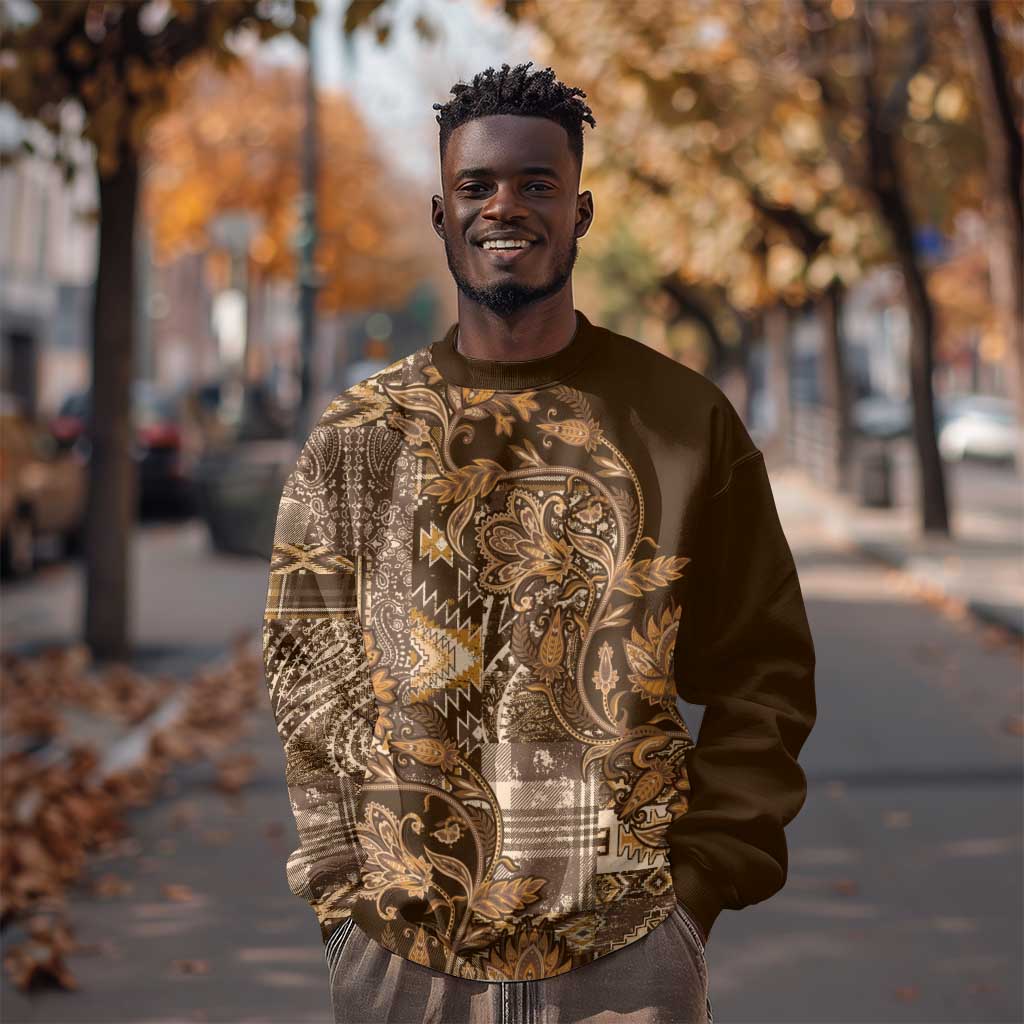 Afro Floral mix Maasai Shuka Sweatshirt Gold Moitf