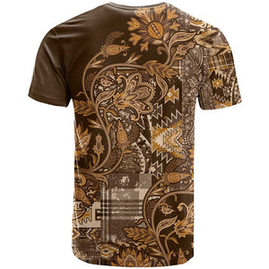 Afro Floral mix Maasai Shuka T shirt Gold Moitf