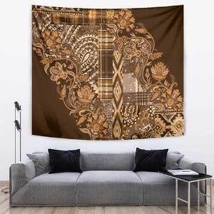 Afro Floral mix Maasai Shuka Tapestry Gold Moitf