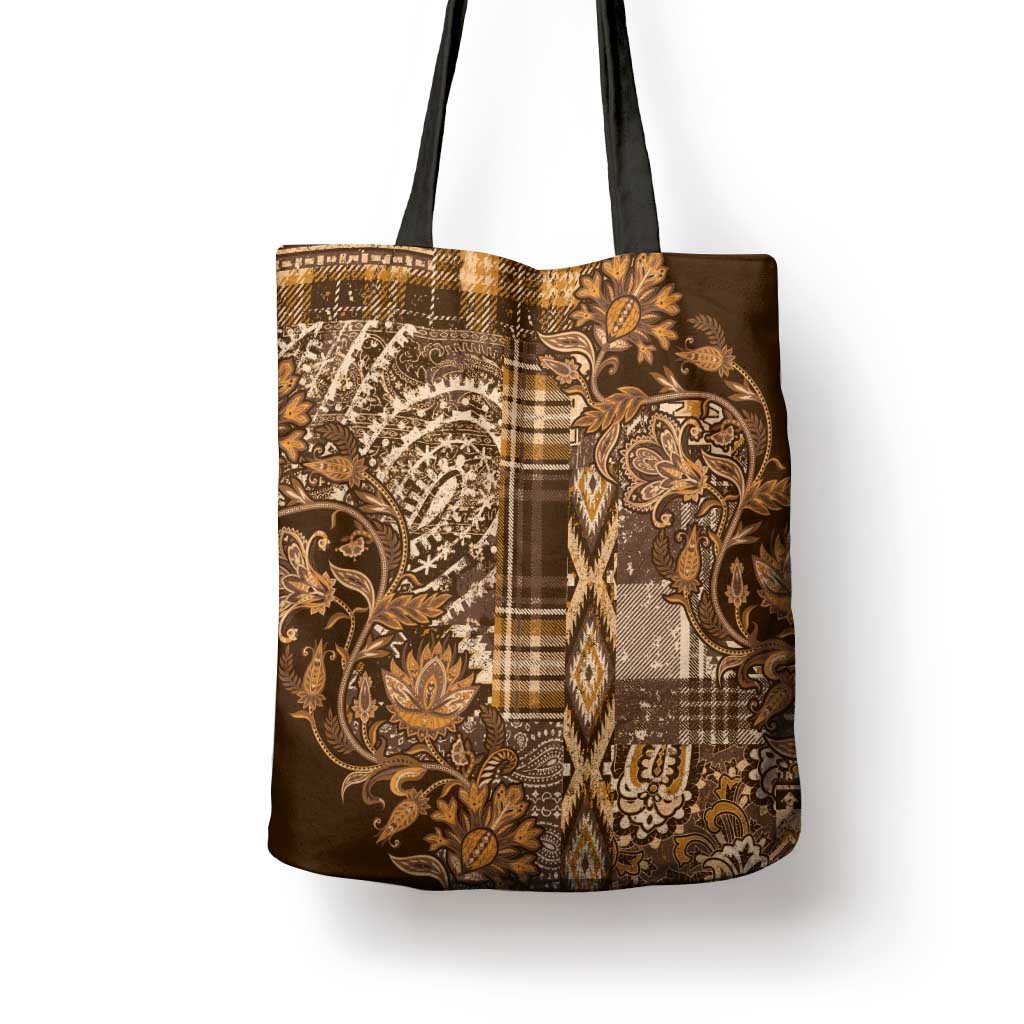 Africa Floral mix Maasai Shuka Tote Bag Gold Moitf