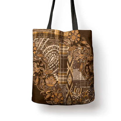 Africa Floral mix Maasai Shuka Tote Bag Gold Moitf