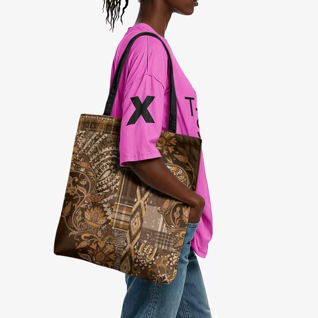 Africa Floral mix Maasai Shuka Tote Bag Gold Moitf