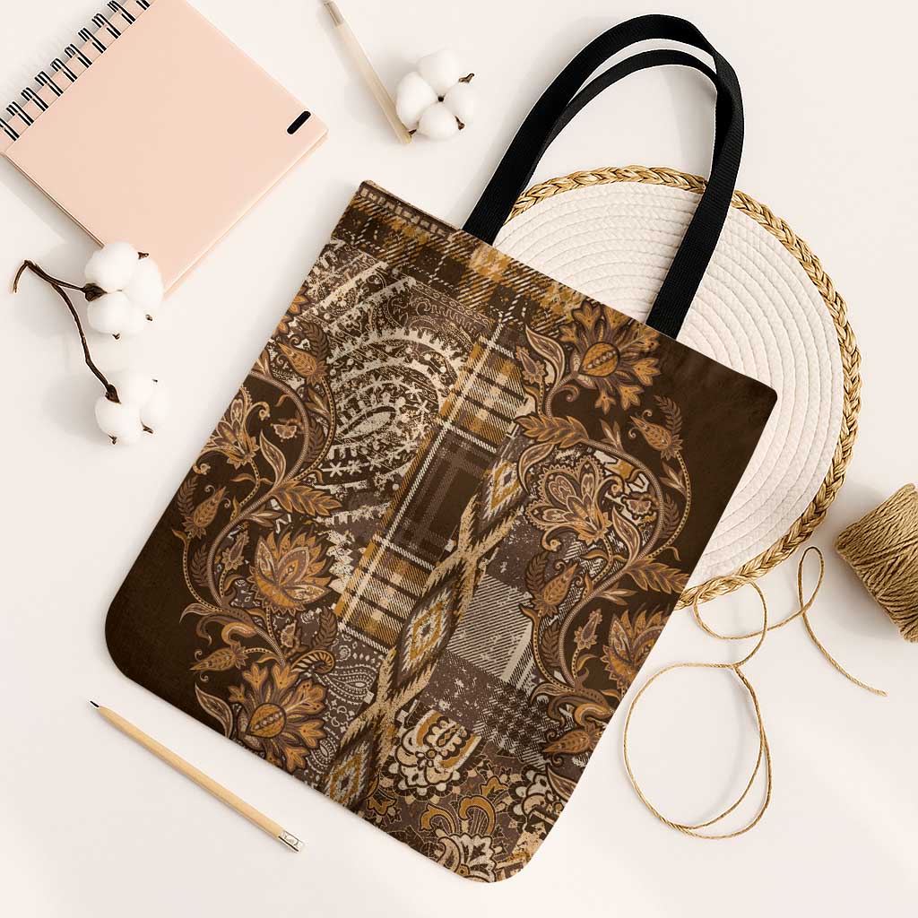 Africa Floral mix Maasai Shuka Tote Bag Gold Moitf