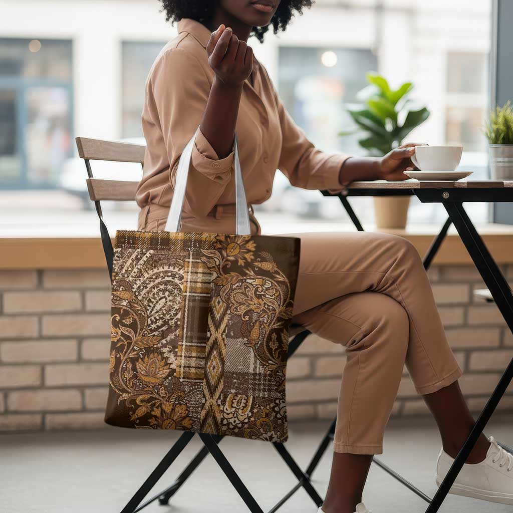Africa Floral mix Maasai Shuka Tote Bag Gold Moitf