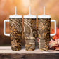 Afro Floral mix Maasai Shuka Tumbler With Handle Gold Moitf