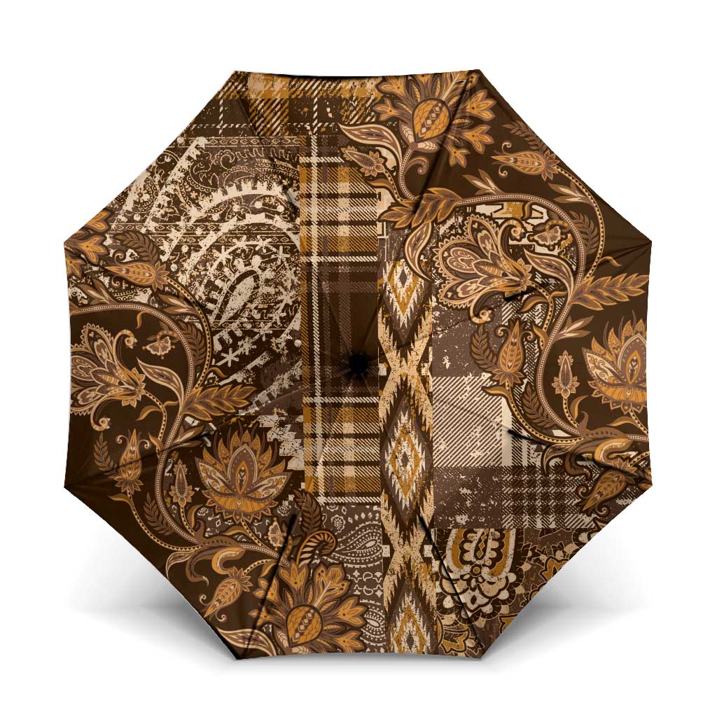 Africa Floral mix Maasai Shuka Umbrella Gold Moitf
