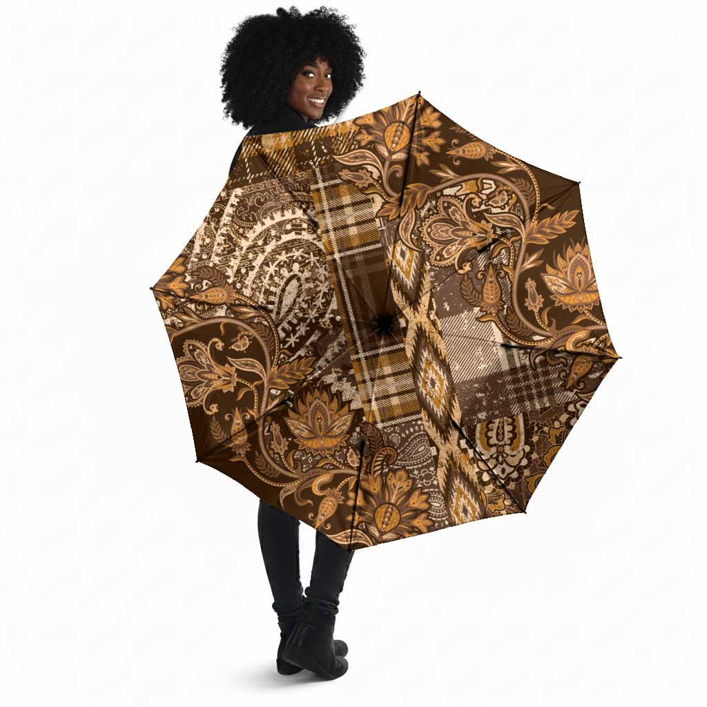 Africa Floral mix Maasai Shuka Umbrella Gold Moitf