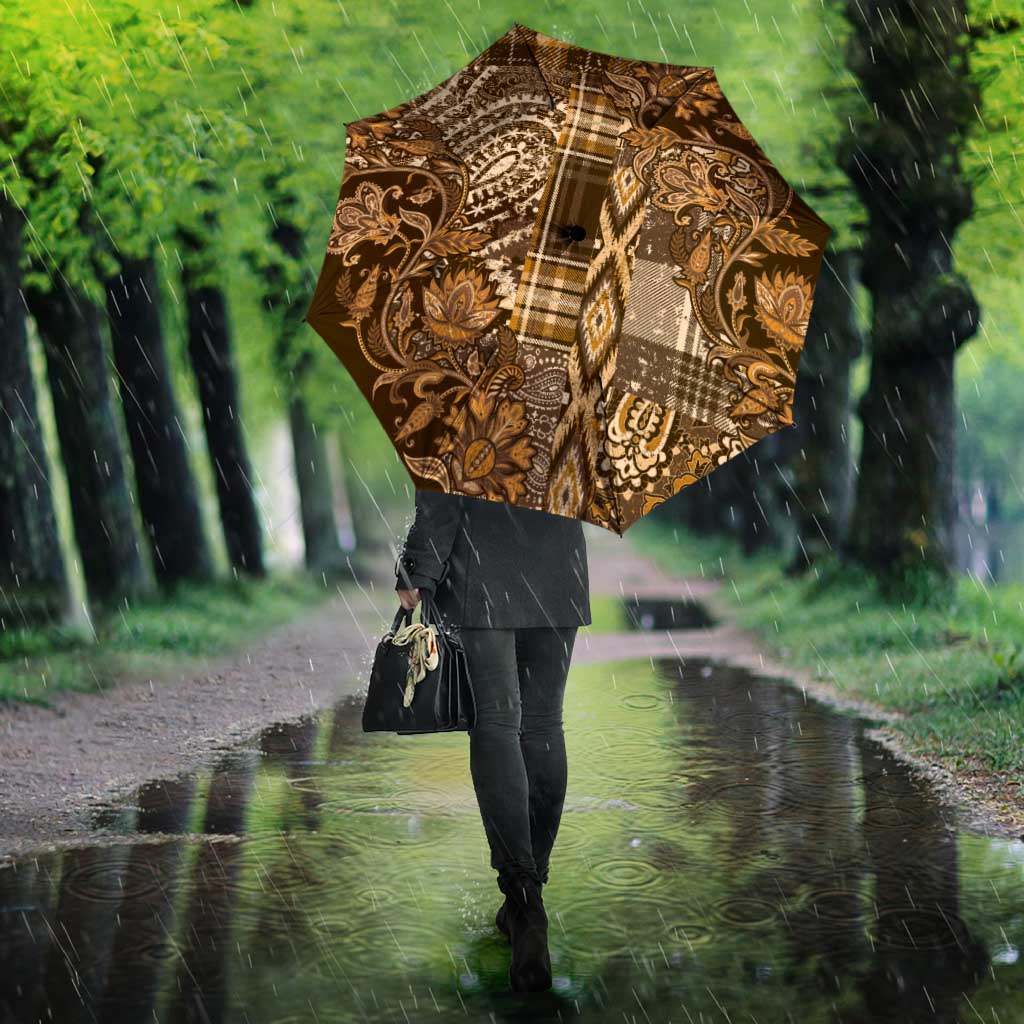 Africa Floral mix Maasai Shuka Umbrella Gold Moitf