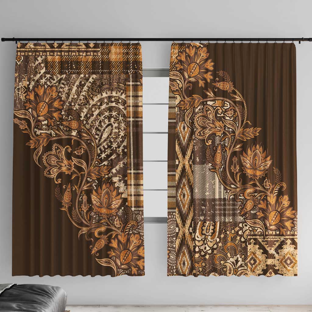 Afro Floral mix Maasai Shuka Window Curtain Gold Moitf