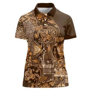 Afro Floral mix Maasai Shuka Women Polo Shirt Gold Moitf