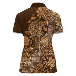 Afro Floral mix Maasai Shuka Women Polo Shirt Gold Moitf