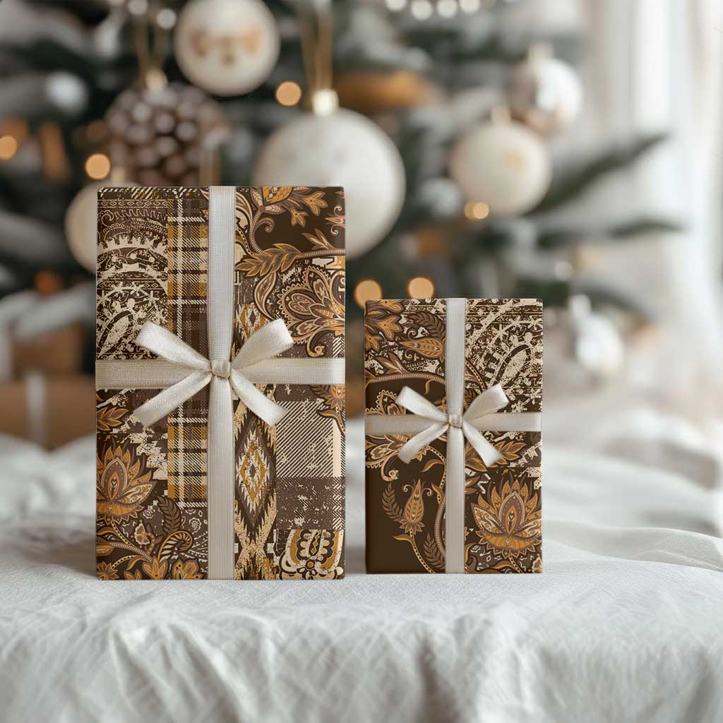 Africa Floral mix Maasai Shuka Wrapping Paper Gold Moitf - African Pride