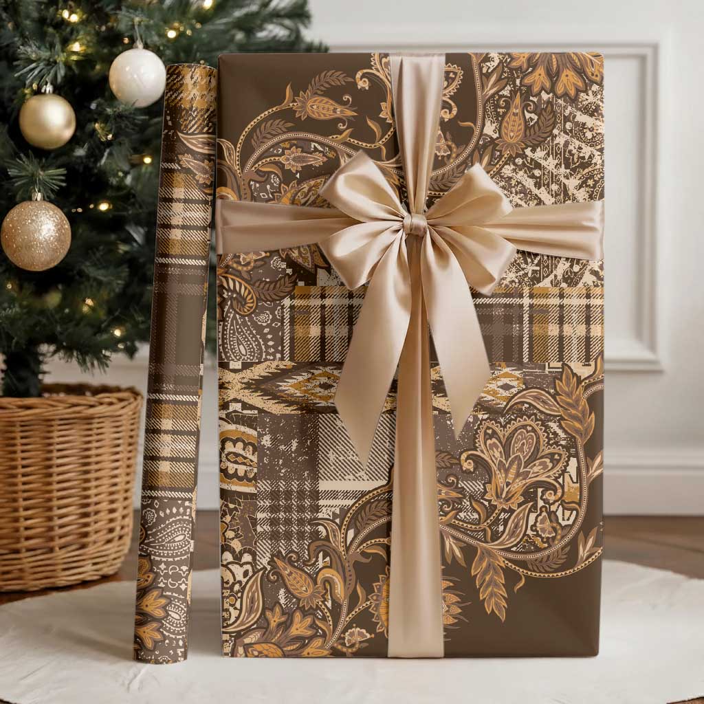 Africa Floral mix Maasai Shuka Wrapping Paper Gold Moitf - African Pride