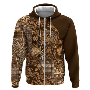 Afro Floral mix Maasai Shuka Zip Hoodie Gold Moitf