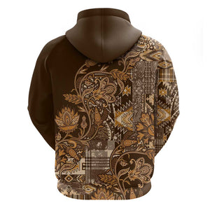 Afro Floral mix Maasai Shuka Zip Hoodie Gold Moitf