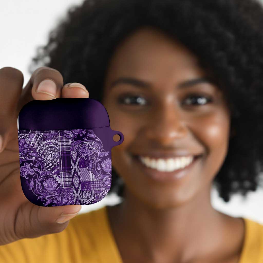 Africa Floral mix Maasai Shuka AirPods Case Purple Moitf