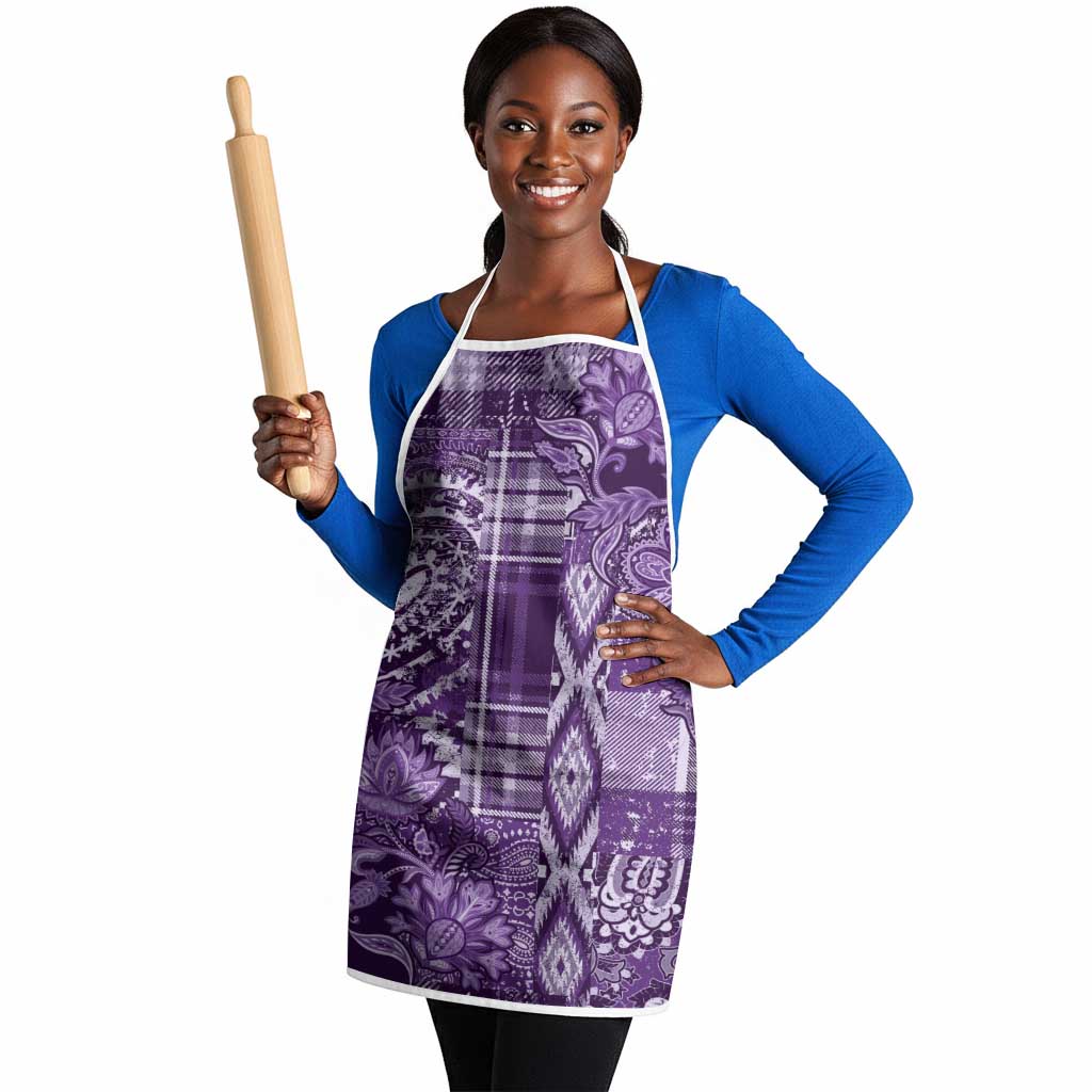 Africa Floral mix Maasai Shuka Apron Purple Moitf