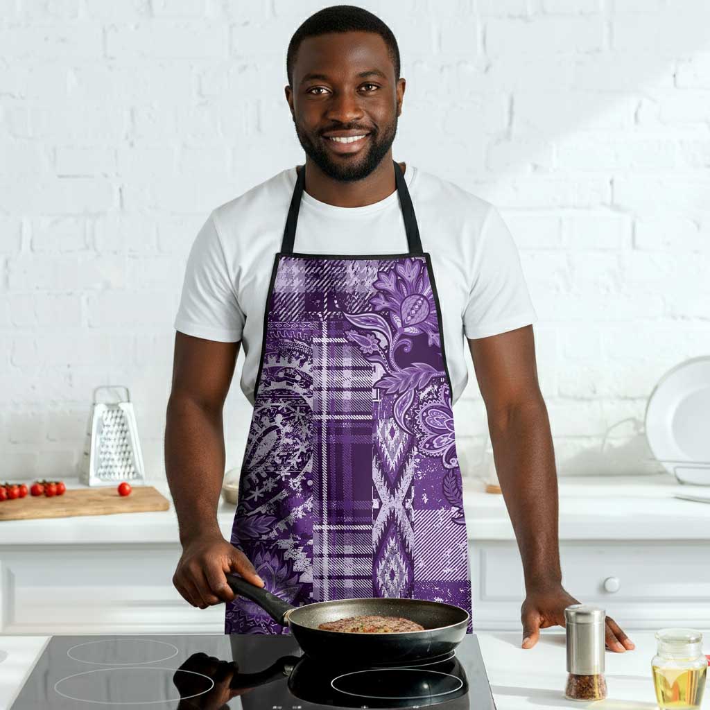 Africa Floral mix Maasai Shuka Apron Purple Moitf