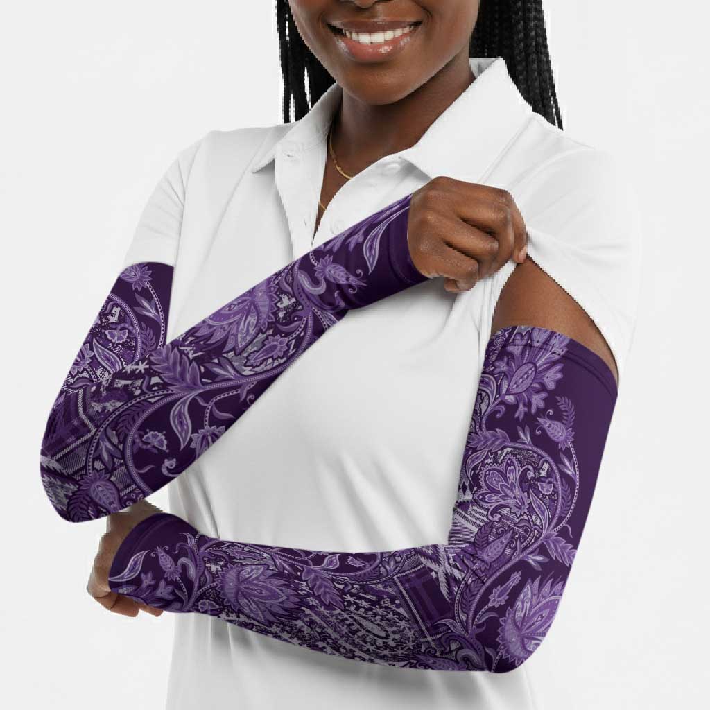 Africa Floral mix Maasai Shuka Arm Sleeves Purple Moitf