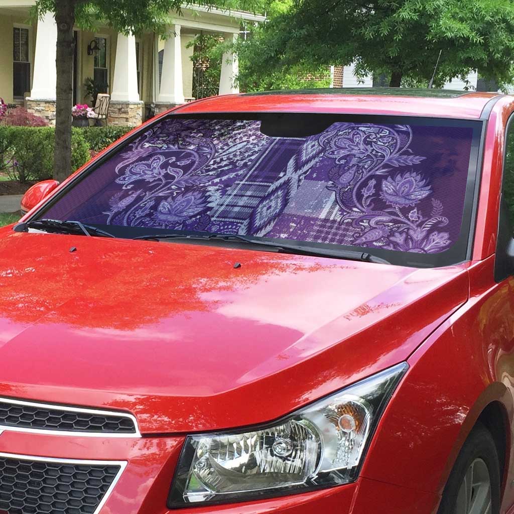 Africa Floral mix Maasai Shuka Auto Sun Shade Purple Moitf
