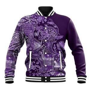 Afro Floral mix Maasai Shuka Baseball Jacket Purple Moitf LT9