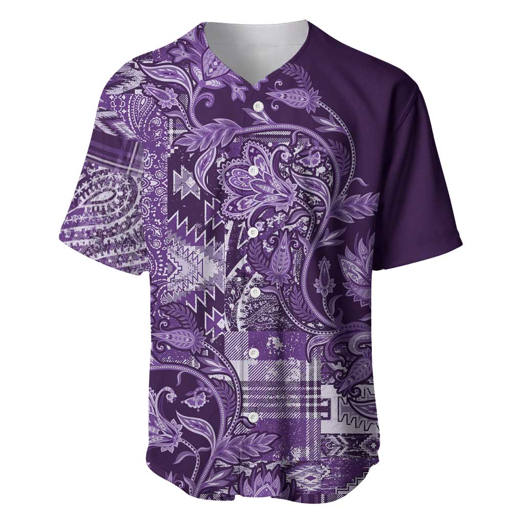 Afro Floral mix Maasai Shuka Baseball Jersey Purple Moitf