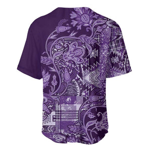 Afro Floral mix Maasai Shuka Baseball Jersey Purple Moitf